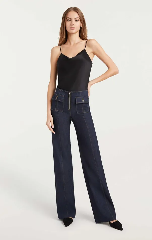 Women Cinq Sept Bottoms Long Azure Pant Indigo