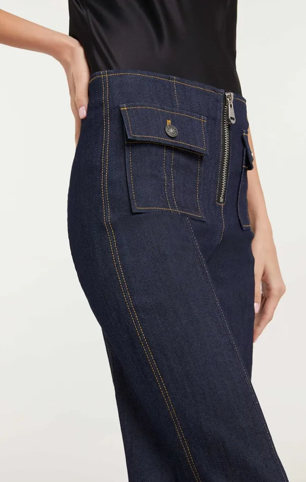 Women Cinq Sept Bottoms Long Azure Pant Indigo