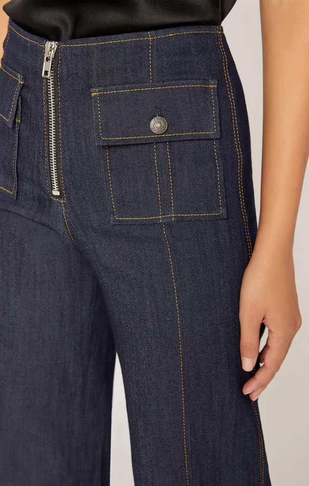 Women Cinq Sept Bottoms Long Azure Pant Indigo