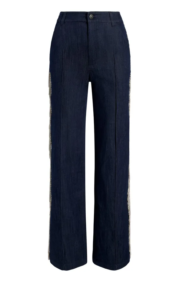 Women Cinq Sept Bottoms Rhinestone Dara Pant Indigo