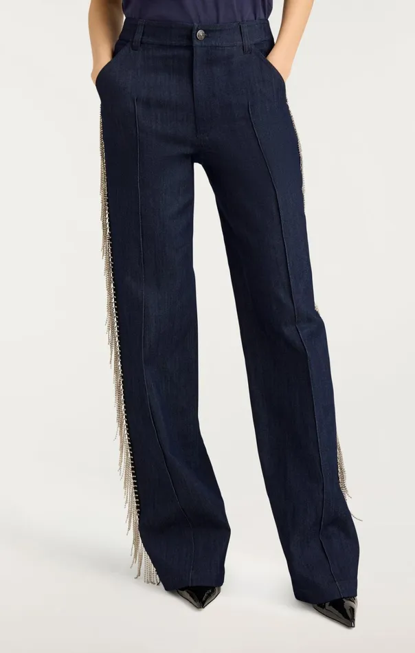 Women Cinq Sept Bottoms Rhinestone Dara Pant Indigo