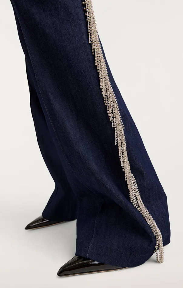 Women Cinq Sept Bottoms Rhinestone Dara Pant Indigo