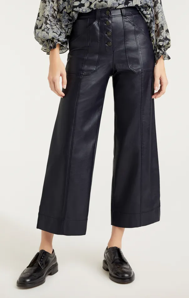 Women Cinq Sept Bottoms Vegan Leather Benji Pant Navy