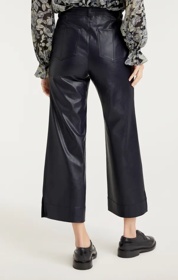 Women Cinq Sept Bottoms Vegan Leather Benji Pant Navy