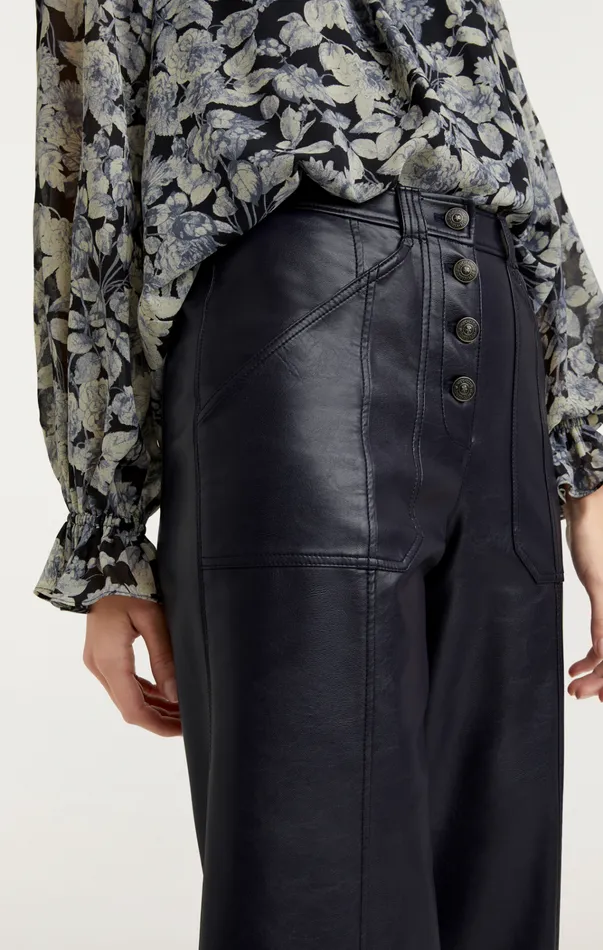 Women Cinq Sept Bottoms Vegan Leather Benji Pant Navy