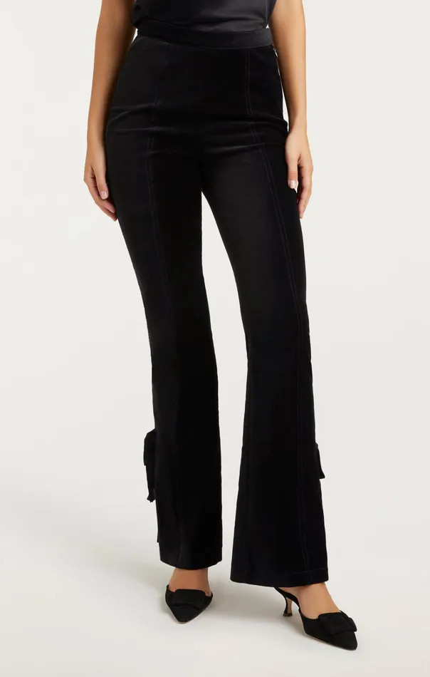 Women Cinq Sept Bottoms Velvet Long Lou Pant Black