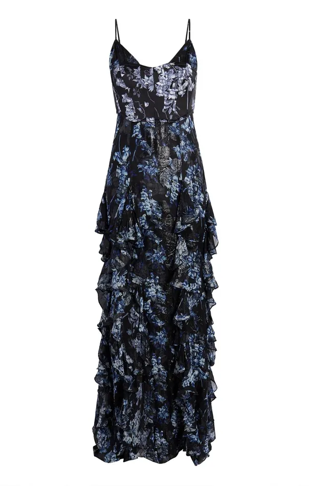 Women Cinq Sept Dresses Glenda Gown Coastal Floral Lurex Black Multi