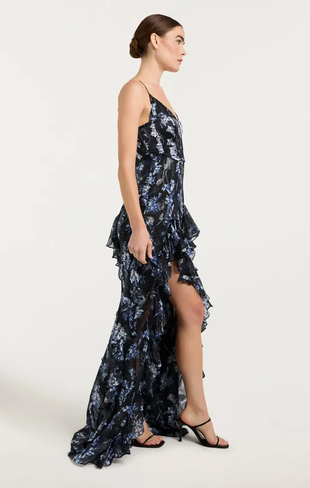 Women Cinq Sept Dresses Glenda Gown Coastal Floral Lurex Black Multi