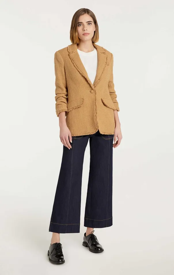 Women Cinq Sept Jackets and Blazers Boucle Khloe Blazer Sahara