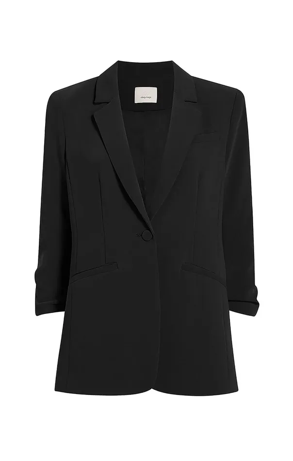 Women Cinq Sept Jackets and Blazers Crepe Khloe Blazer Black