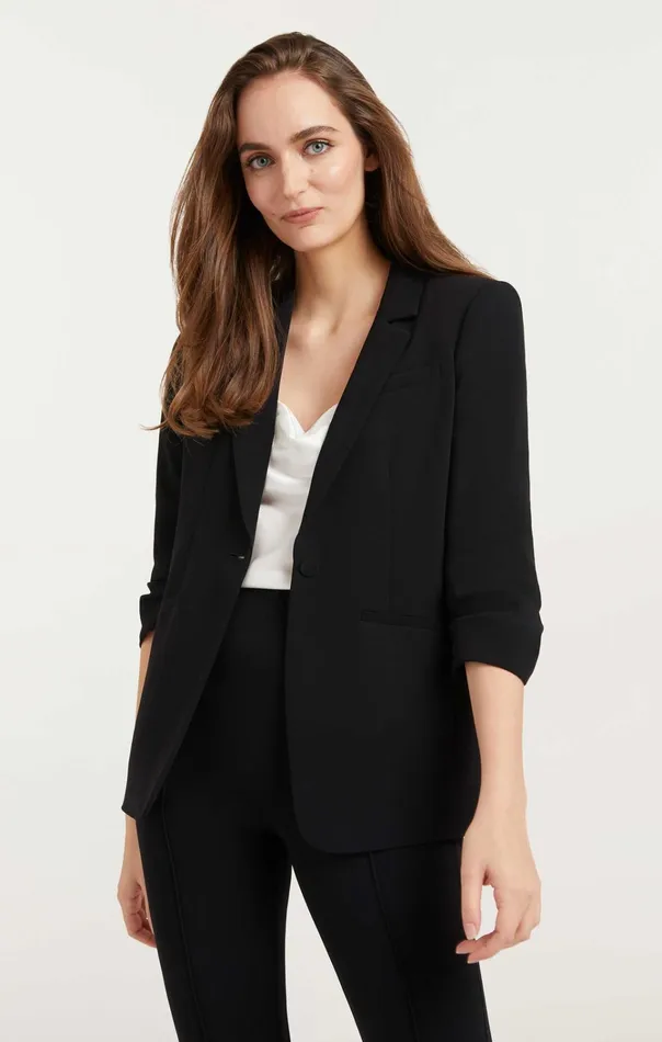 Women Cinq Sept Jackets and Blazers Crepe Khloe Blazer Black
