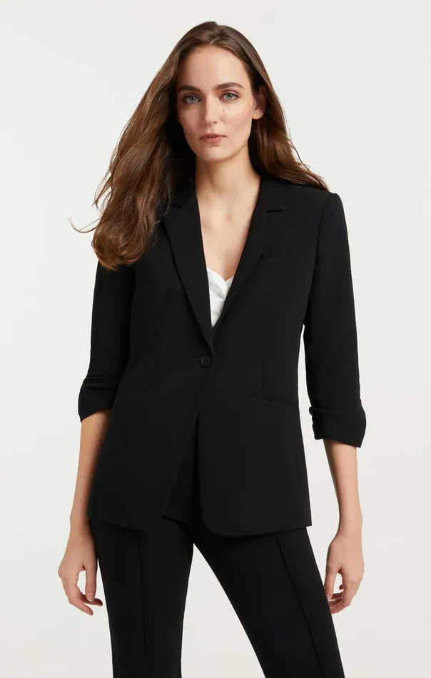 Women Cinq Sept Jackets and Blazers Crepe Khloe Blazer Black