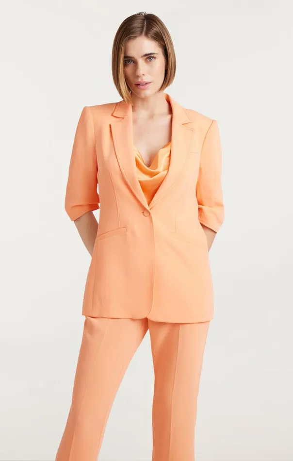 Women Cinq Sept Jackets and Blazers Crepe Khloe Blazer Marmalade