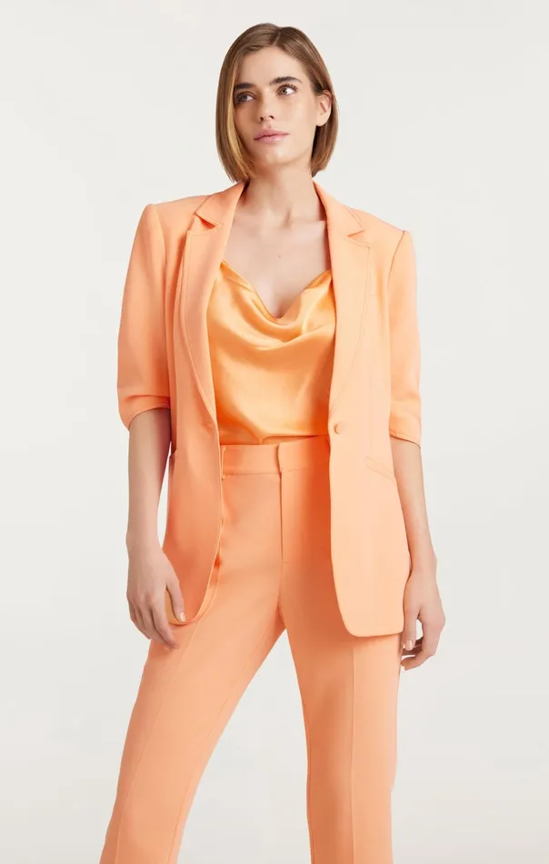 Women Cinq Sept Jackets and Blazers Crepe Khloe Blazer Marmalade
