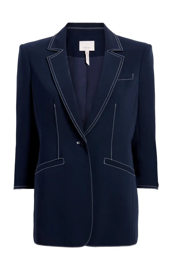 Women Cinq Sept Jackets and Blazers Crepe Khloe Blazer Navyivory