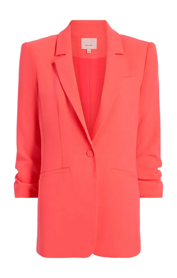 Women Cinq Sept Jackets and Blazers Crepe Khloe Blazer Neon Coral