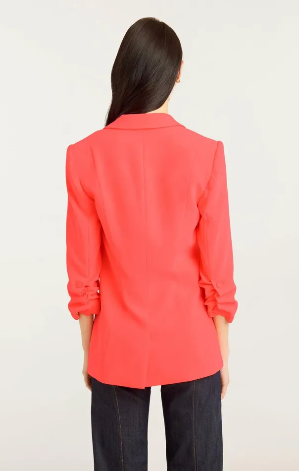 Women Cinq Sept Jackets and Blazers Crepe Khloe Blazer Neon Coral