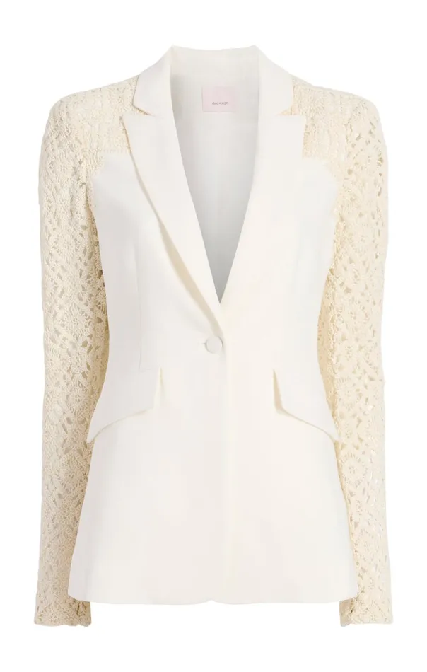 Women Cinq Sept Jackets and Blazers Crochet Lace Cheyenne Blazer Ivory