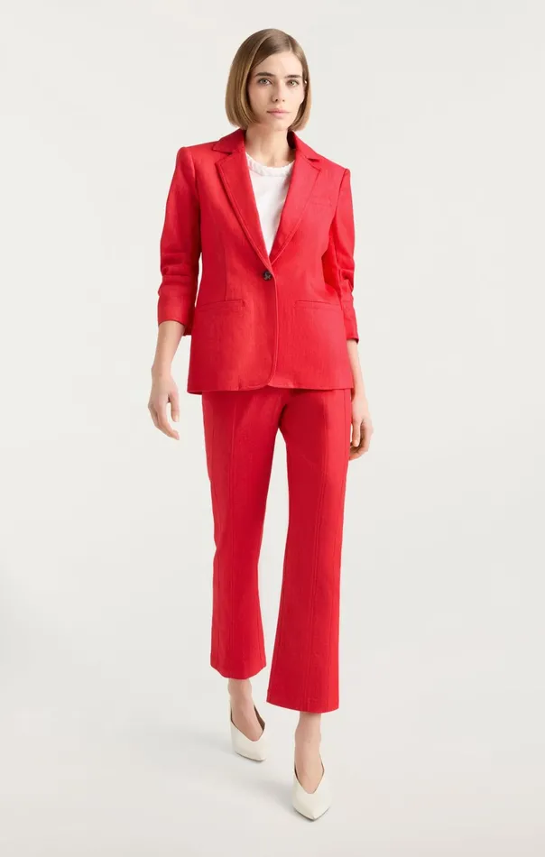 Women Cinq Sept Jackets and Blazers Denim Khloe Blazer Deep Tangelo