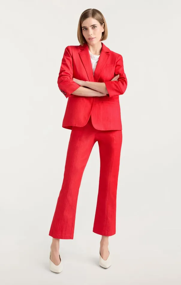 Women Cinq Sept Jackets and Blazers Denim Khloe Blazer Deep Tangelo