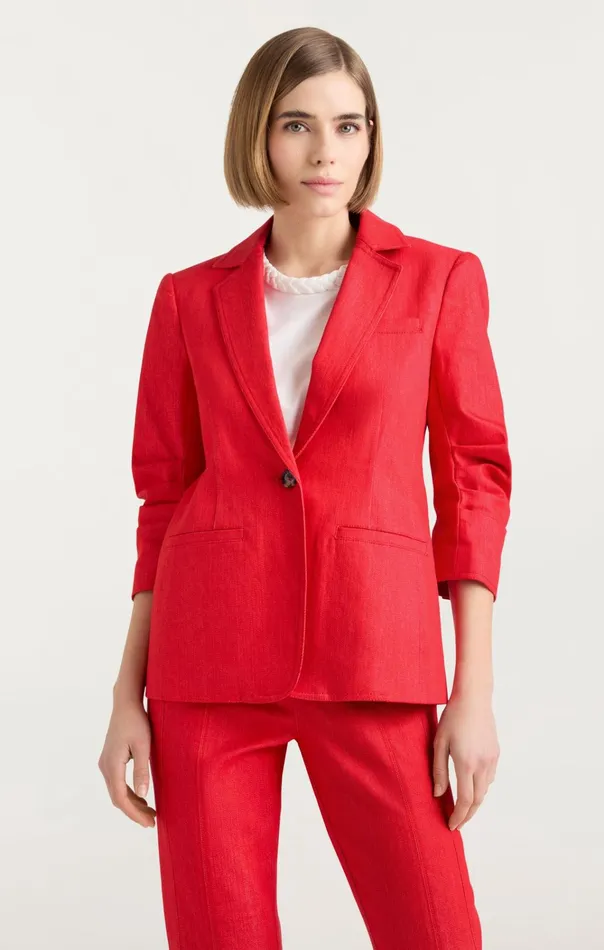 Women Cinq Sept Jackets and Blazers Denim Khloe Blazer Deep Tangelo