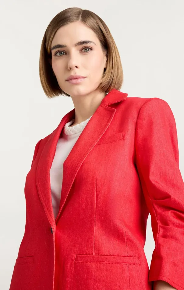 Women Cinq Sept Jackets and Blazers Denim Khloe Blazer Deep Tangelo