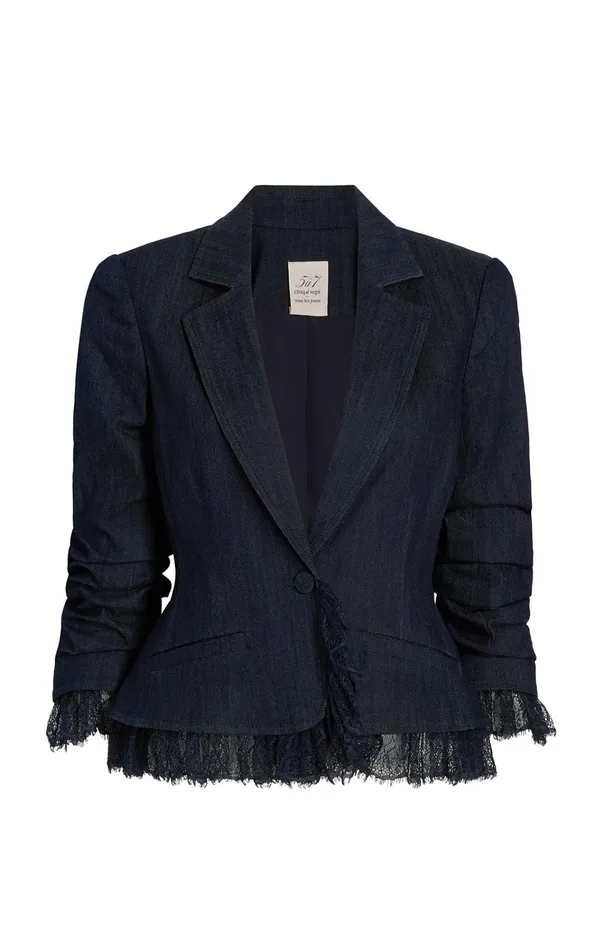 Women Cinq Sept Jackets and Blazers Denim Le Petit Roxie Blazer Indigo