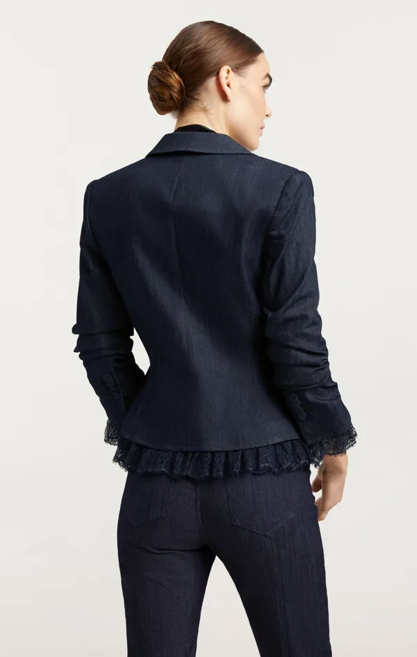 Women Cinq Sept Jackets and Blazers Denim Le Petit Roxie Blazer Indigo