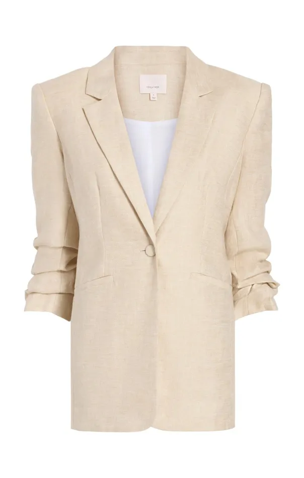 Women Cinq Sept Jackets and Blazers Linen Kylie Blazer Khaki