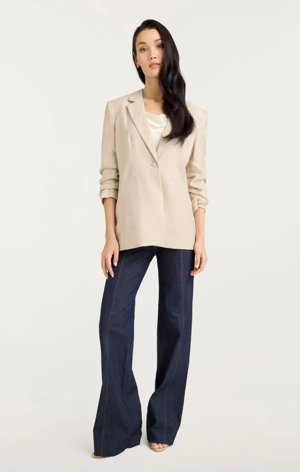 Women Cinq Sept Jackets and Blazers Linen Kylie Blazer Khaki