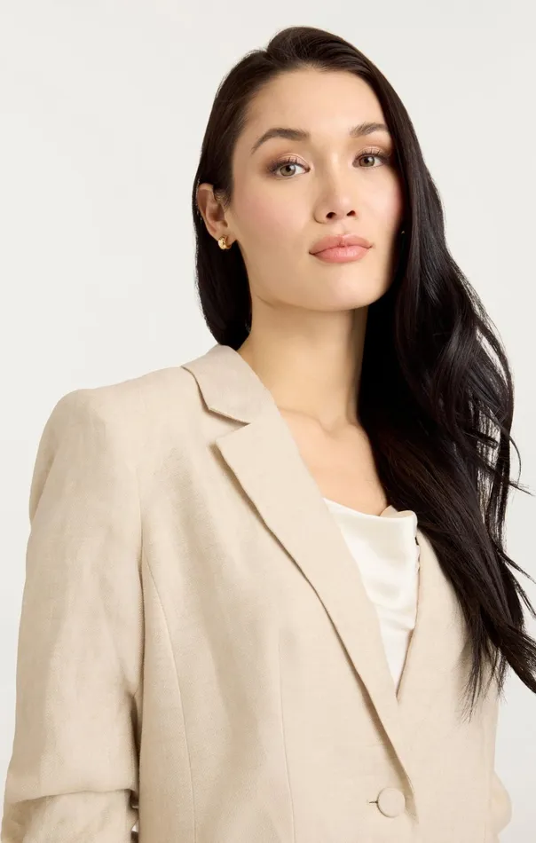 Women Cinq Sept Jackets and Blazers Linen Kylie Blazer Khaki