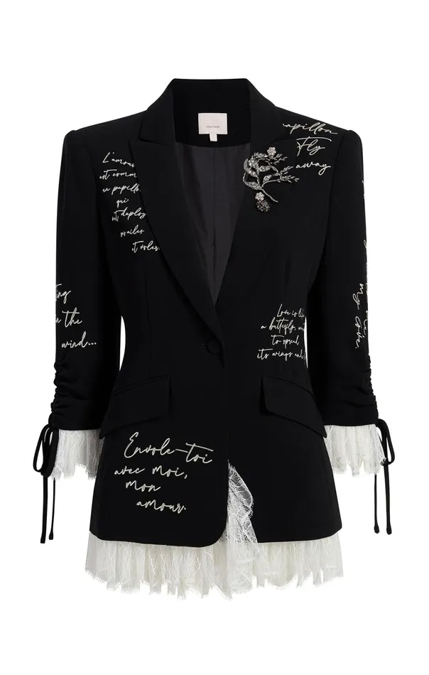 Women Cinq Sept Jackets and Blazers Mon Amour Embellished Roxie Blazer Blackgilver