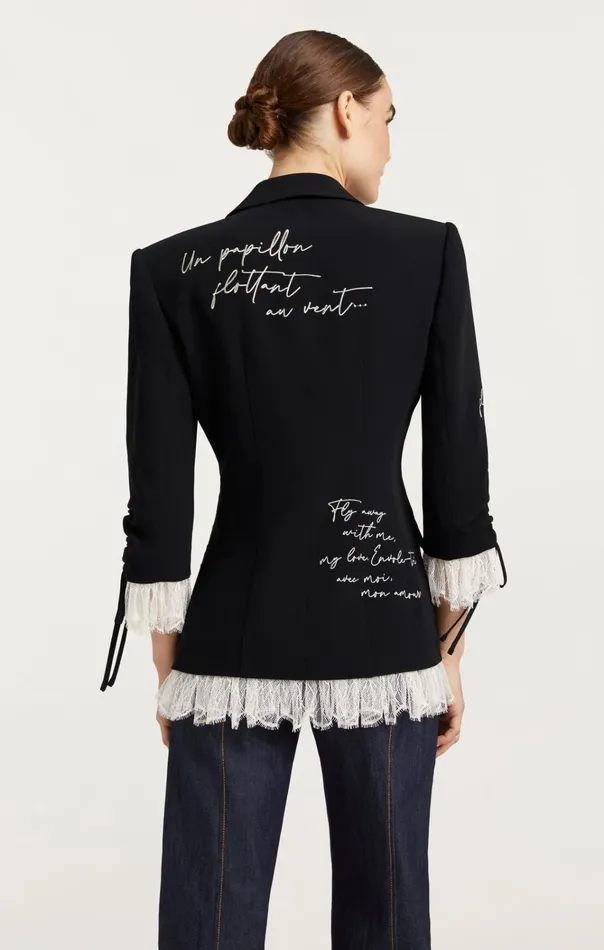 Women Cinq Sept Jackets and Blazers Mon Amour Embellished Roxie Blazer Blackgilver