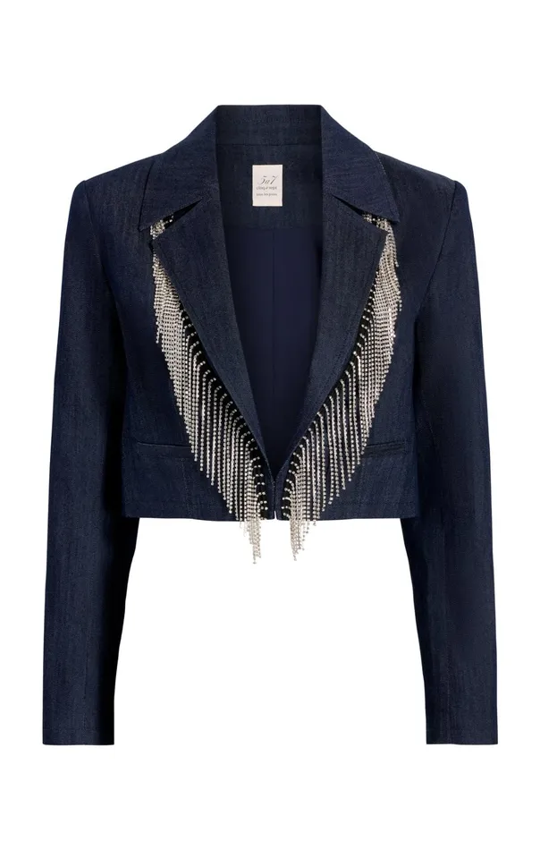 Women Cinq Sept Jackets and Blazers Rhinestone Dara Jacket Indigo