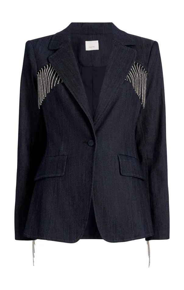 Women Cinq Sept Jackets and Blazers Rhinestone Sasha Blazer Indigo