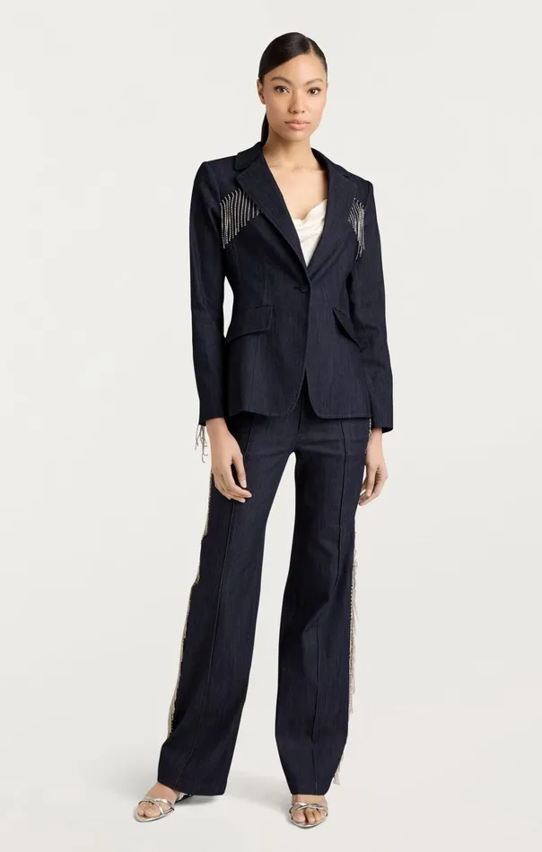 Women Cinq Sept Jackets and Blazers Rhinestone Sasha Blazer Indigo
