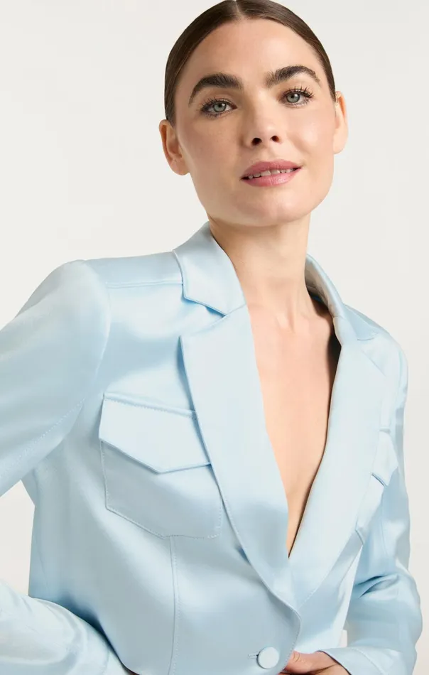 Women Cinq Sept Jackets and Blazers Satin Ida Jacket Glacial Blue
