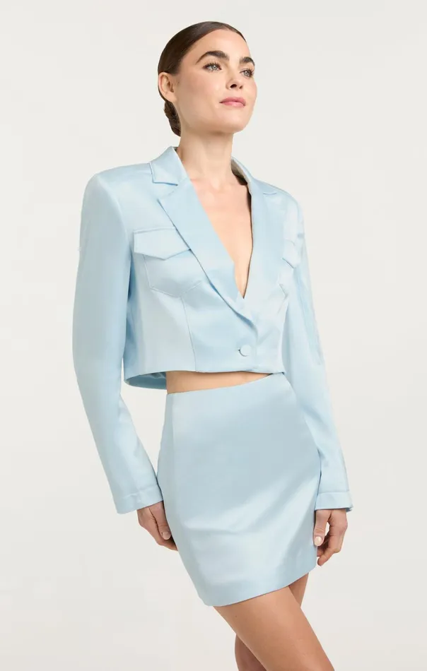 Women Cinq Sept Jackets and Blazers Satin Ida Jacket Glacial Blue