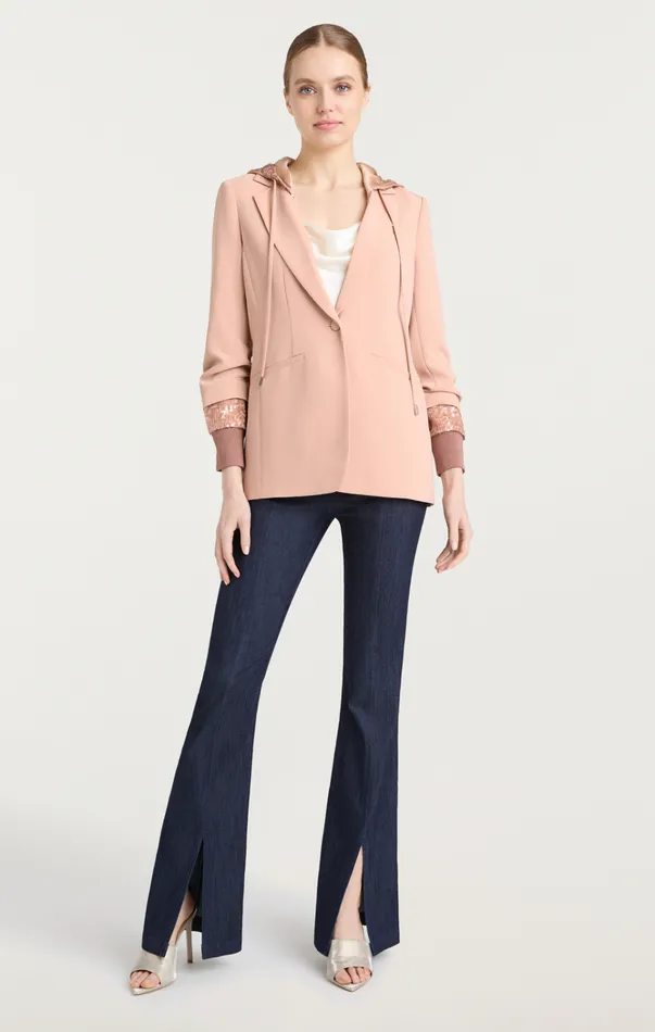 Women Cinq Sept Jackets and Blazers Sequin Hooded Khloe Blazer Blusher