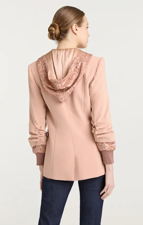 Women Cinq Sept Jackets and Blazers Sequin Hooded Khloe Blazer Blusher