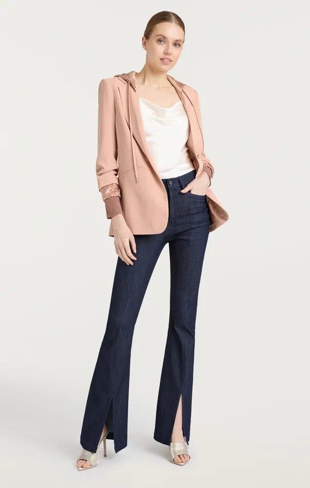 Women Cinq Sept Jackets and Blazers Sequin Hooded Khloe Blazer Blusher