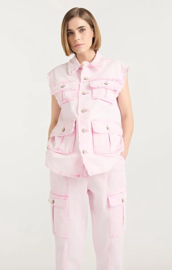 Women Cinq Sept Jackets and Blazers Sleeveless Vera Jacket Flamingo