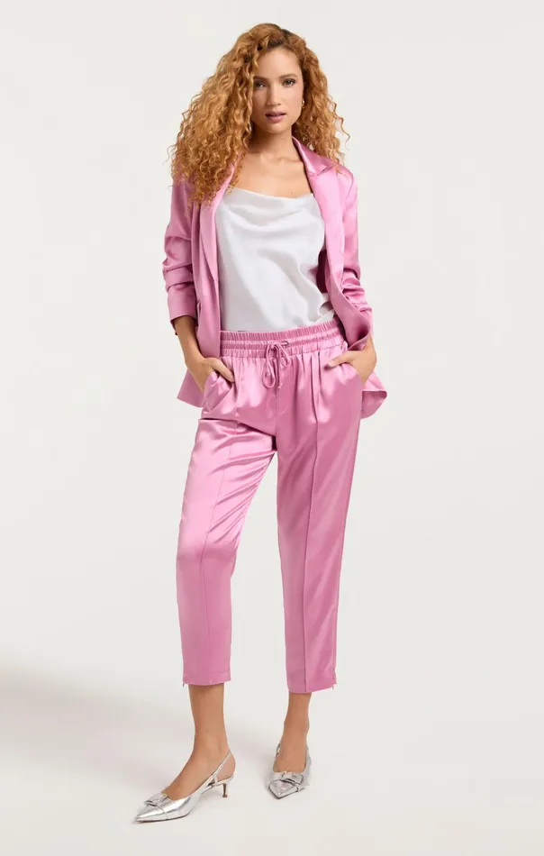 Women Cinq Sept Jackets and Blazers Smooth Satin Scrunched Cheyenne Blazer Primrose