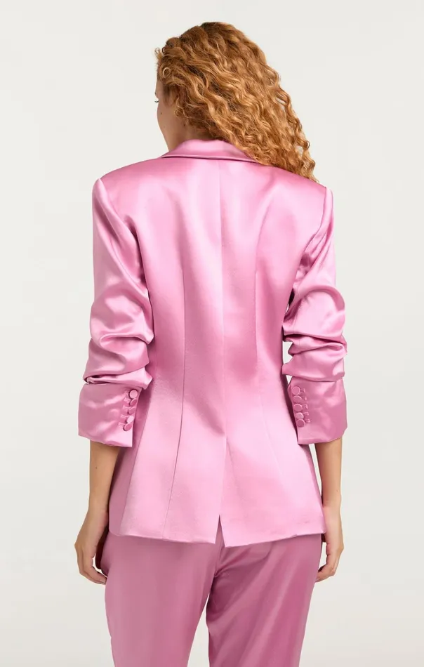 Women Cinq Sept Jackets and Blazers Smooth Satin Scrunched Cheyenne Blazer Primrose