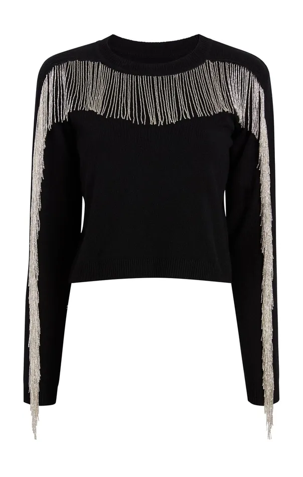 Women Cinq Sept Tops Althea Sweater Blacksilver