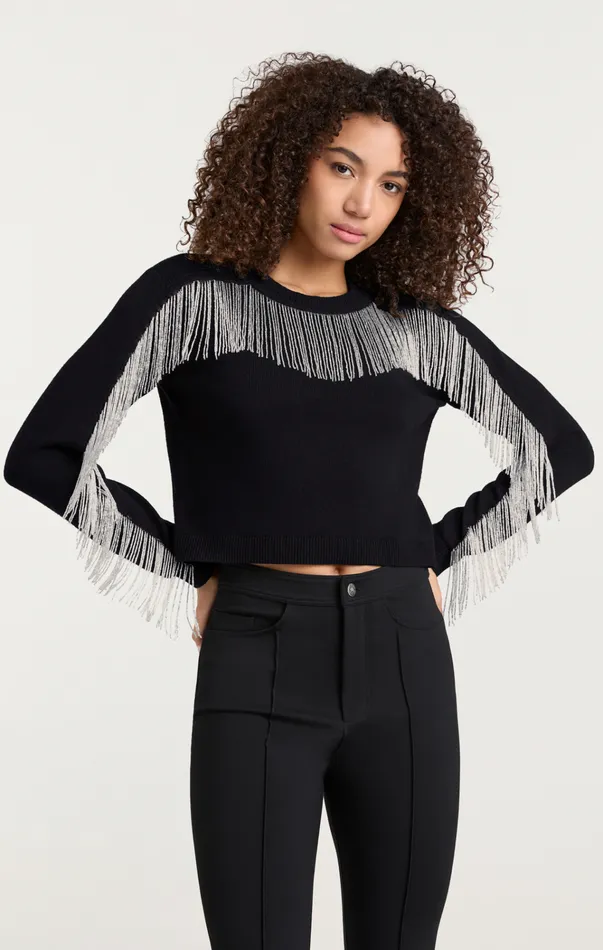 Women Cinq Sept Tops Althea Sweater Blacksilver