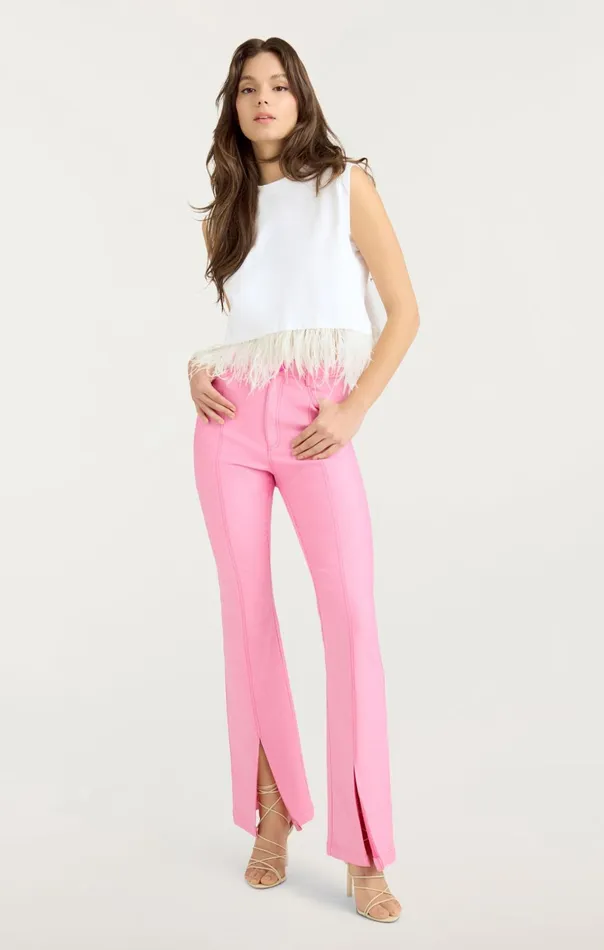 Women Cinq Sept Tops Cropped Feather Tee White