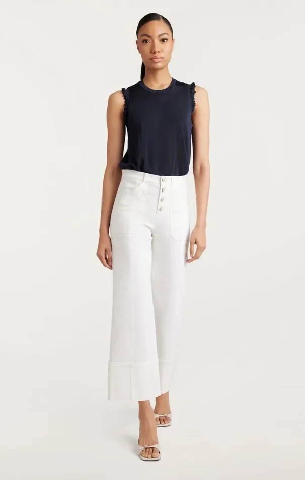 Women Cinq Sept Tops Knit Front Lenore Top Navy