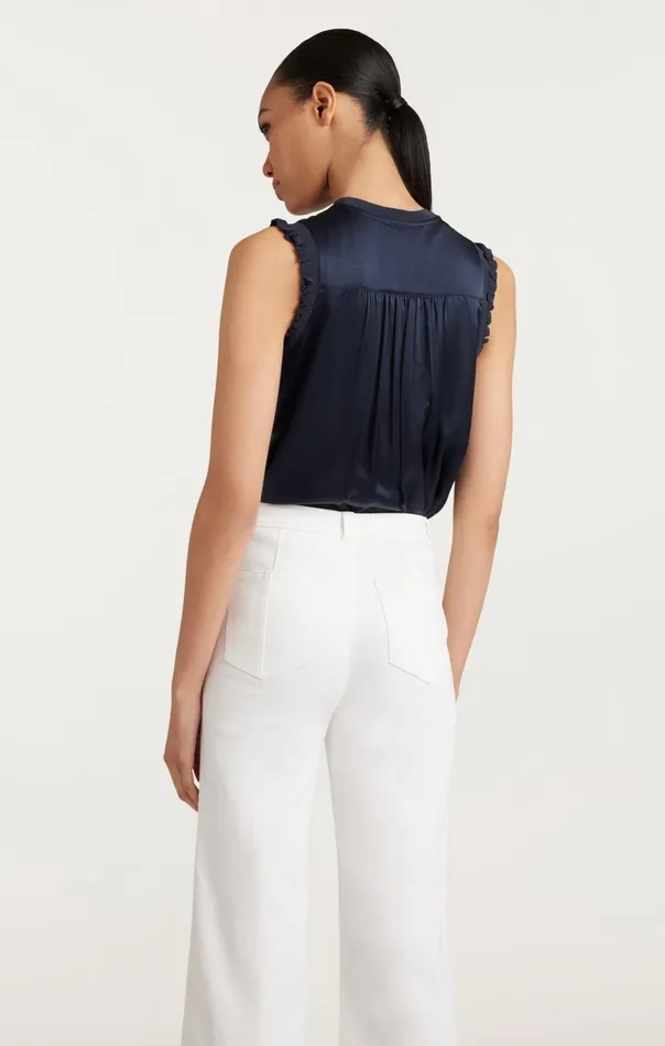 Women Cinq Sept Tops Knit Front Lenore Top Navy