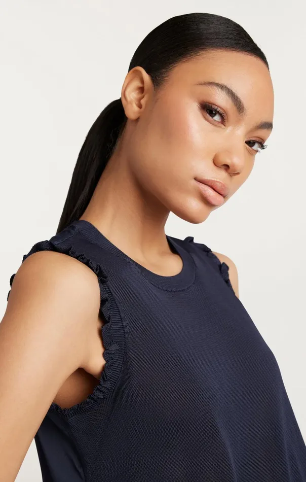 Women Cinq Sept Tops Knit Front Lenore Top Navy
